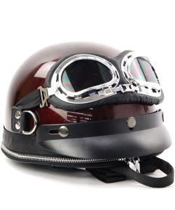 Fashion Motorcycle Helmet with Goggles Backpack B048 WINE